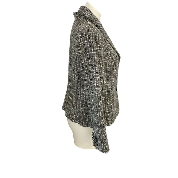 Apostrophe Blazer Womens PS Gray Black Tweed Work Office Casual Jacket Old Money - Picture 8 of 15